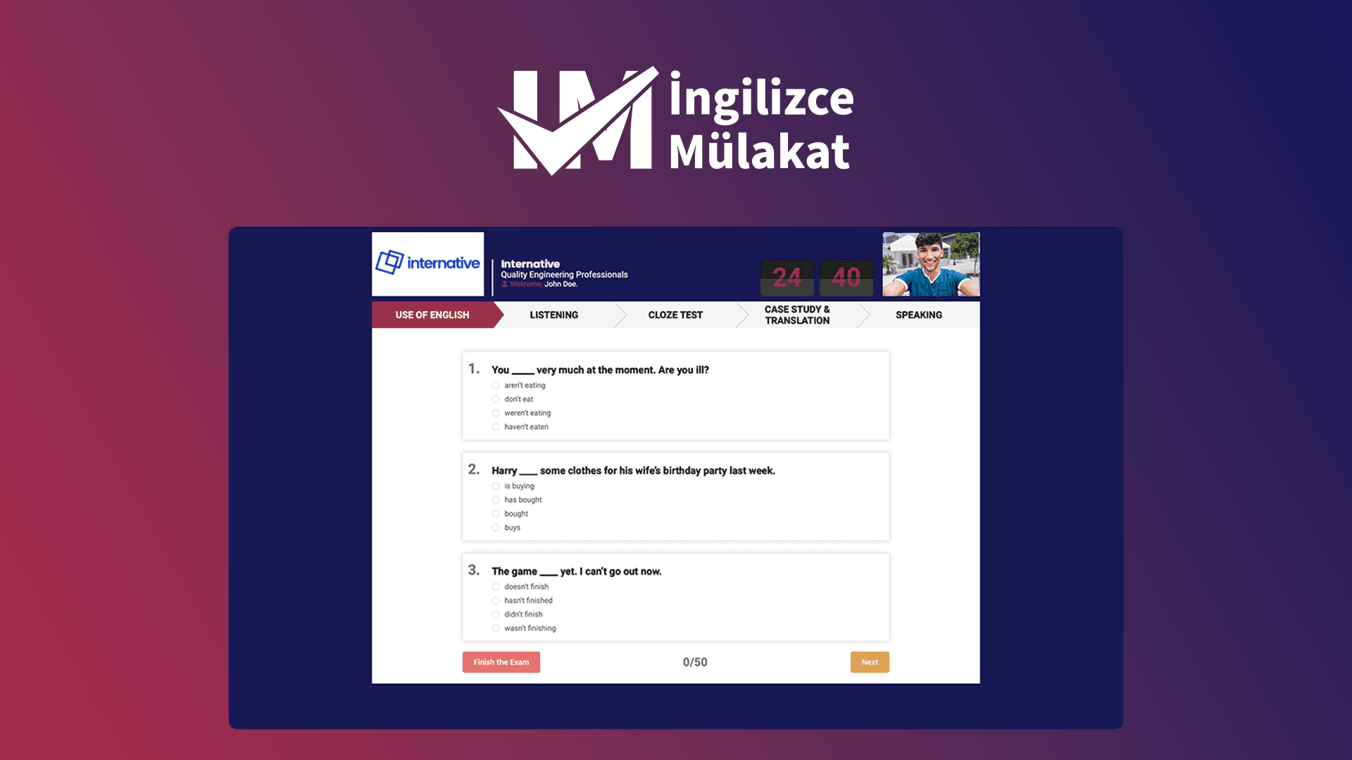 IM İngilizce Mülakat - İngilizce Seviye Tespit Platformu