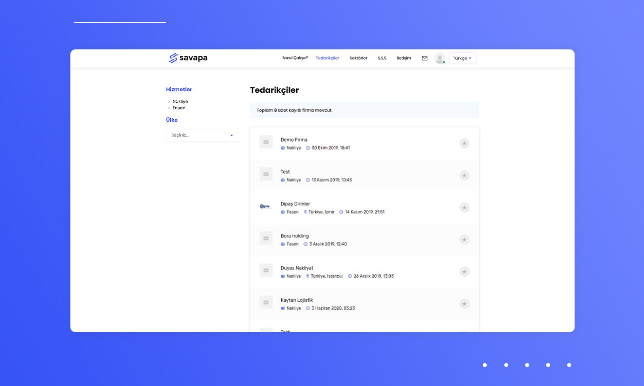 Savapa — Akıllı Lojistik & Tedarik Platformu